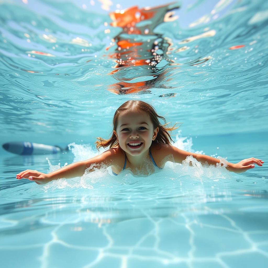 beautiful girl swimming