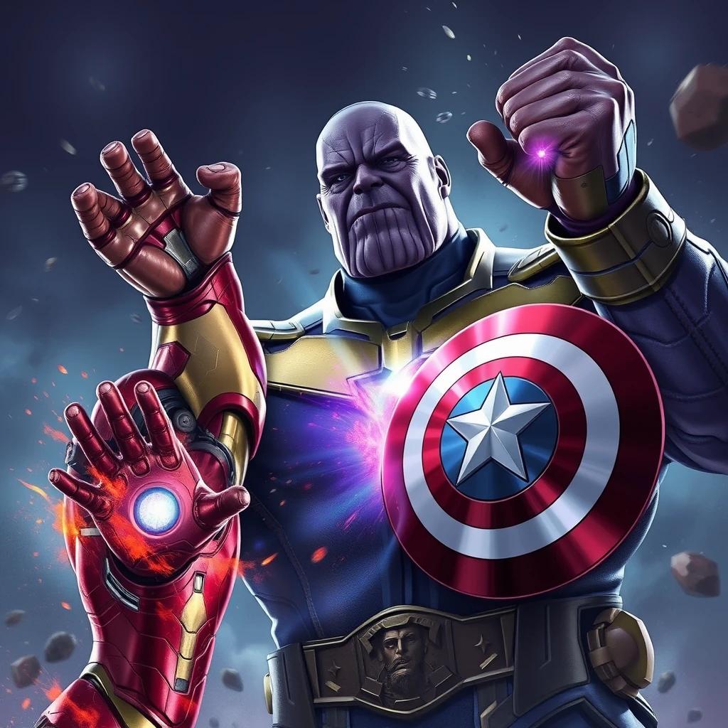 Thanos crushed Iron Man with his left hand, passed through Captain America's chest with his right hand and raised it