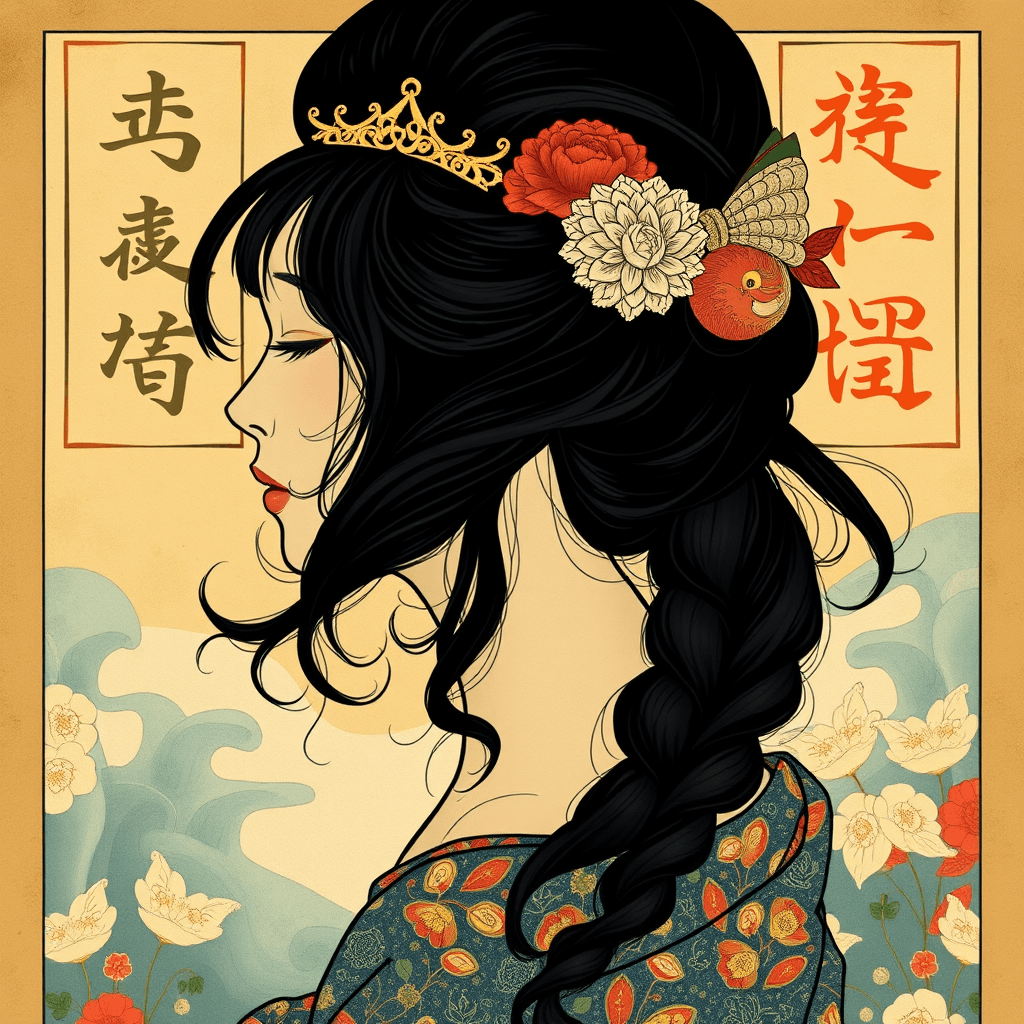 mucha+klimt+Ukiyo-e