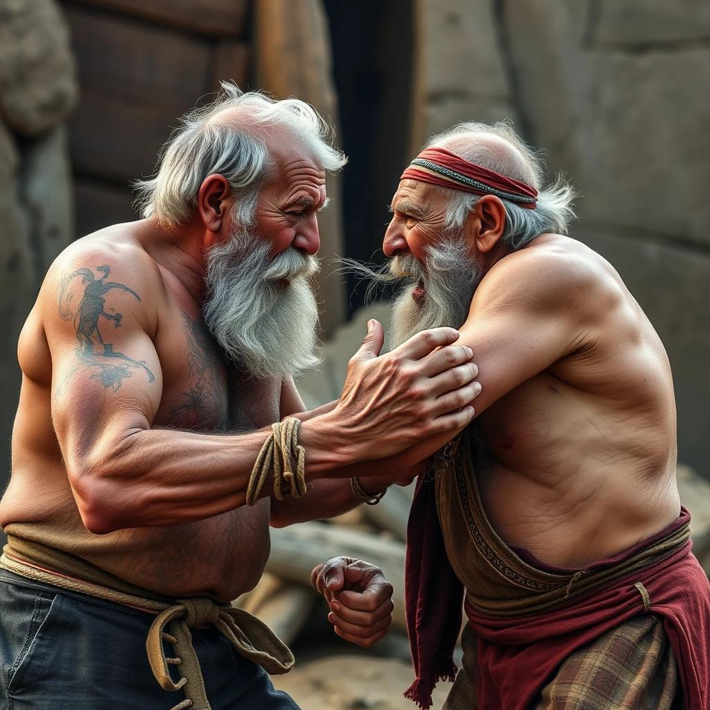 Old man fight, real, 4K HD