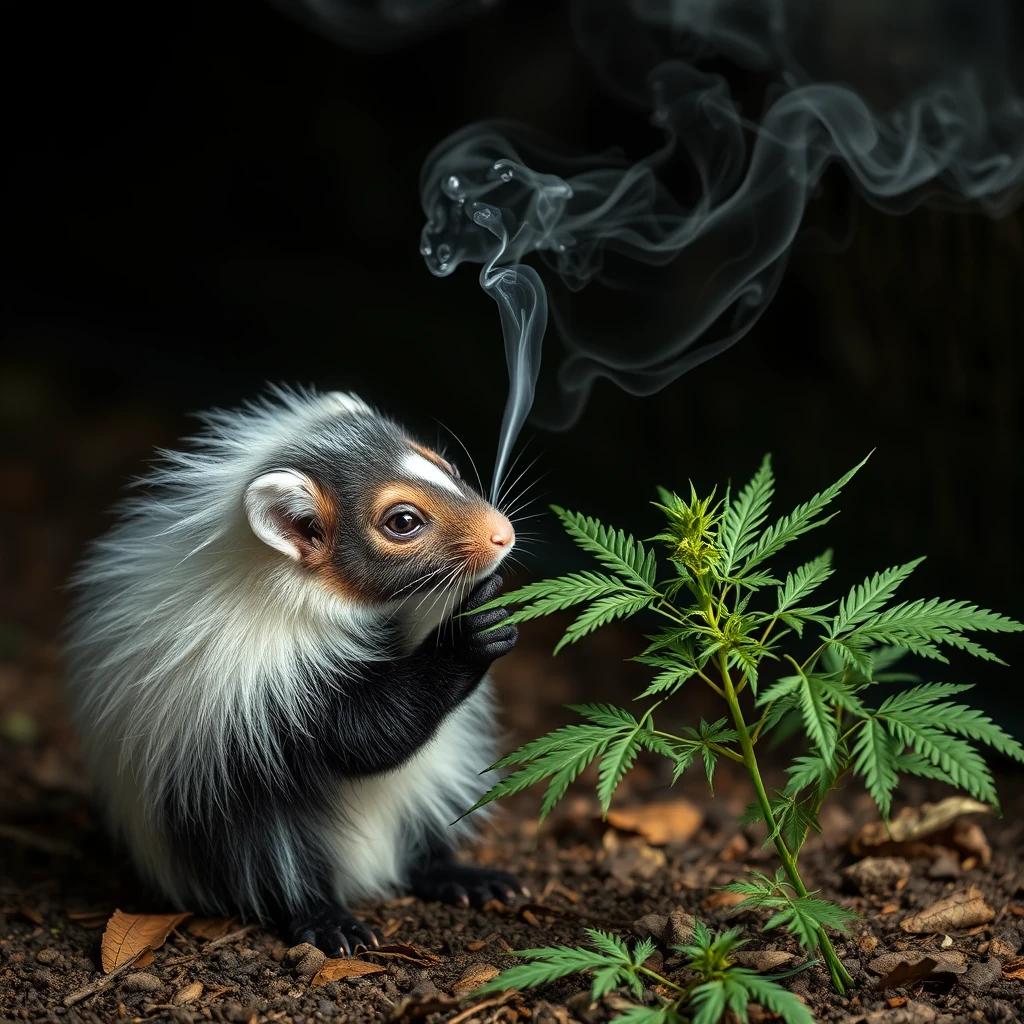 a skunk smoking weed