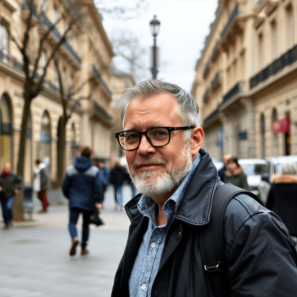 A picture of a man in Paris