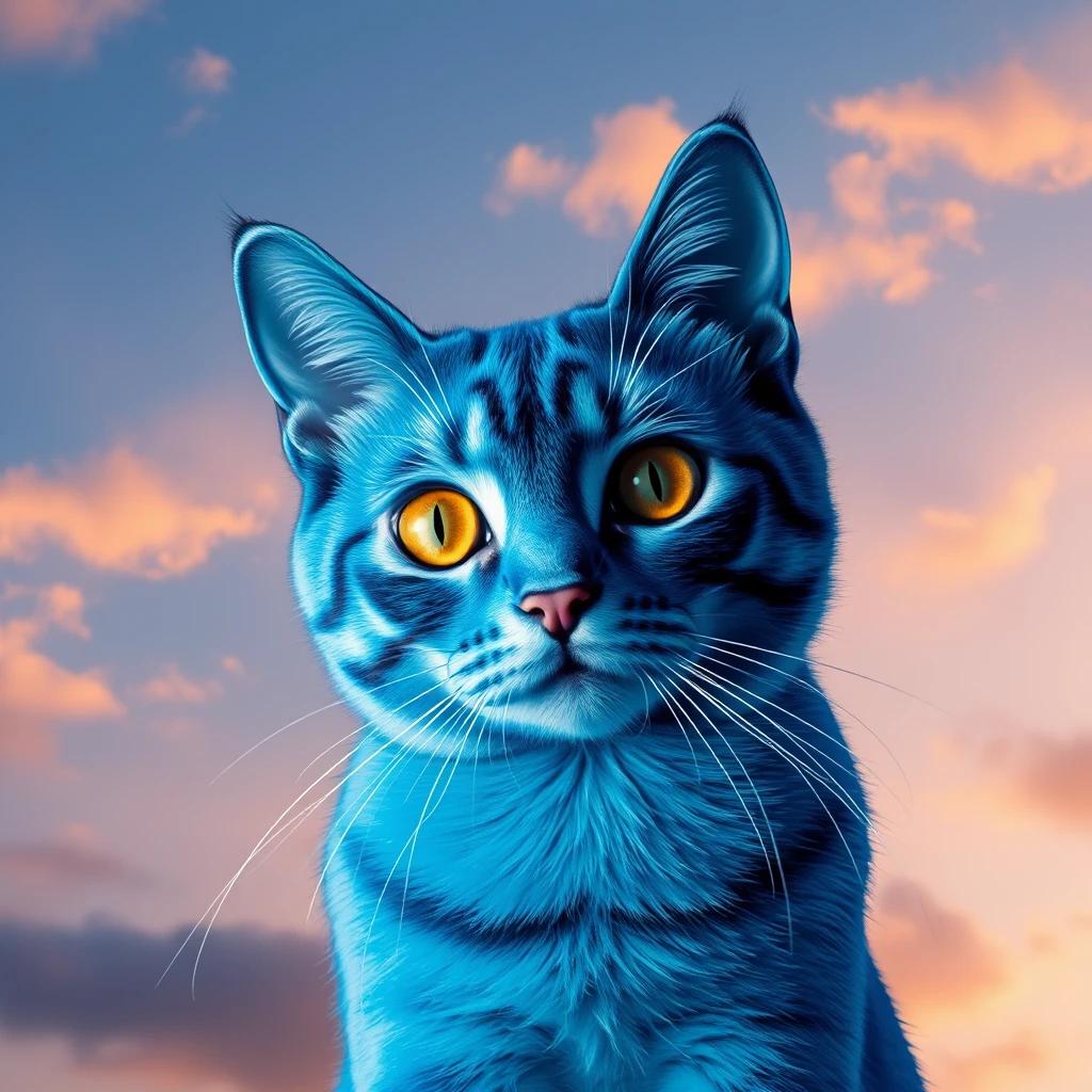 a blue cat on the sky