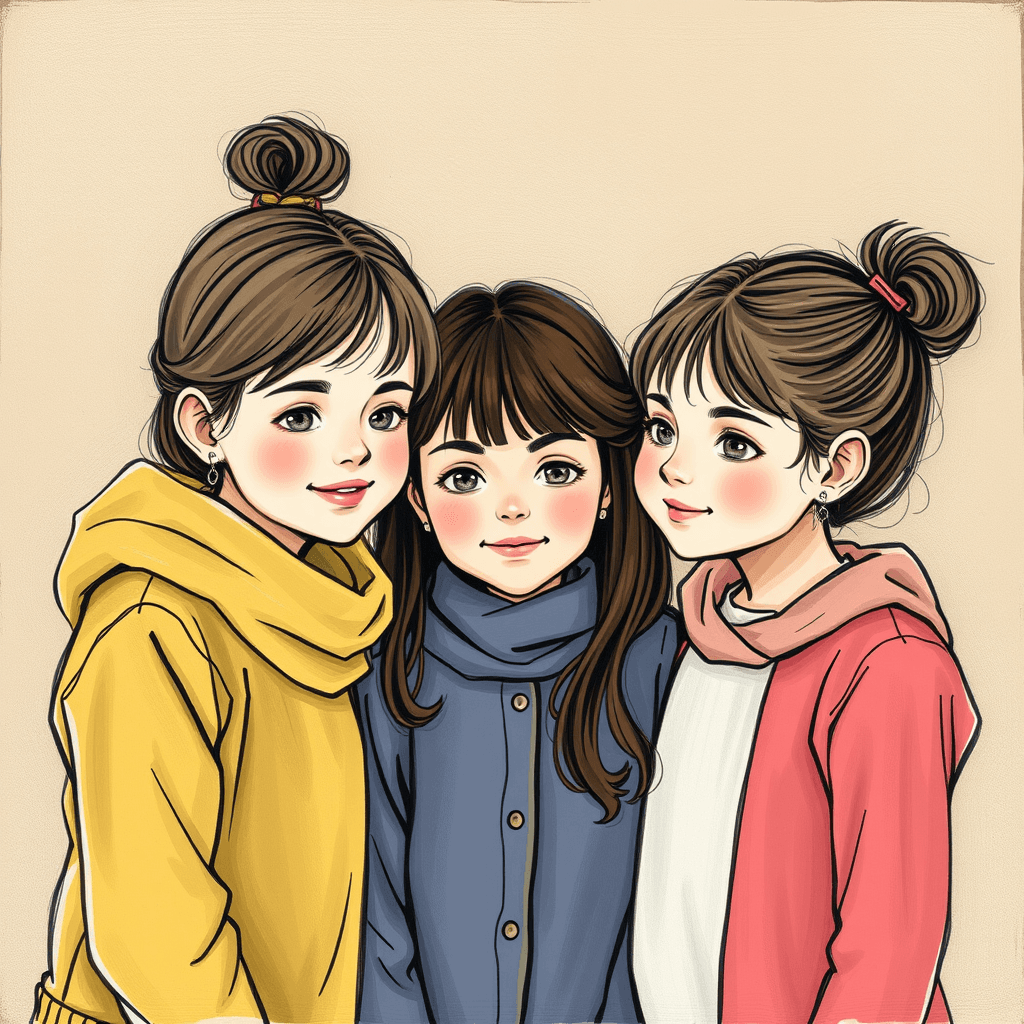 of a group of three girl âge 3 ans 